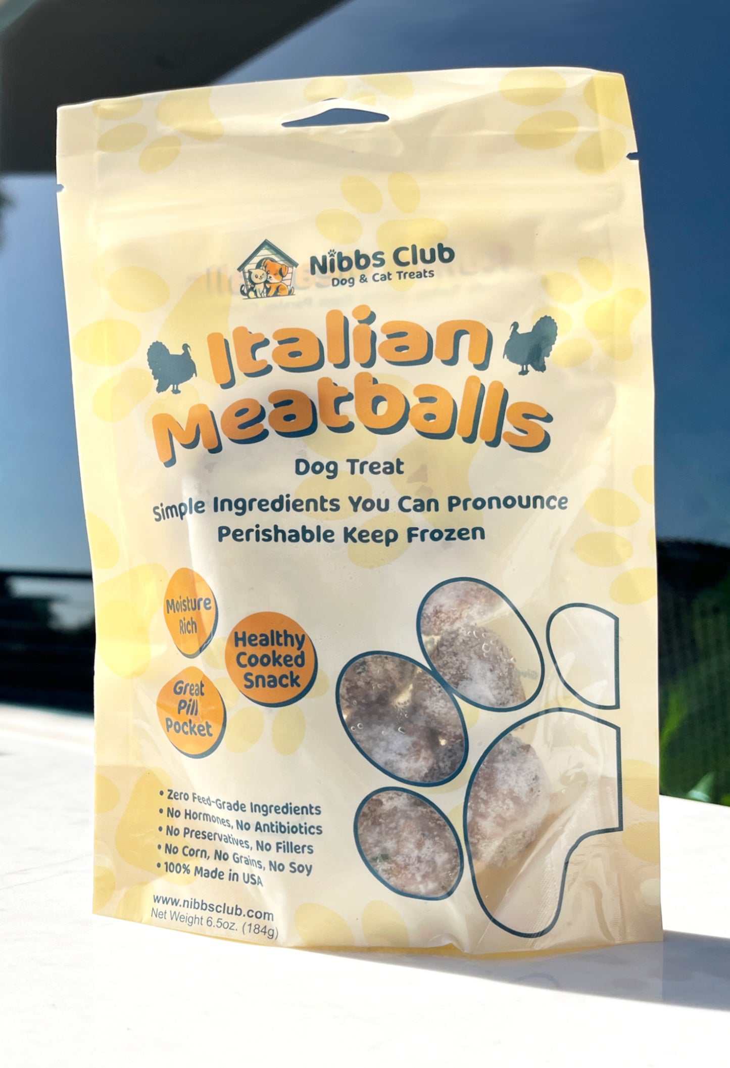 Nibbs Club Healthy Dog Treats Italian Turkey Meatballs